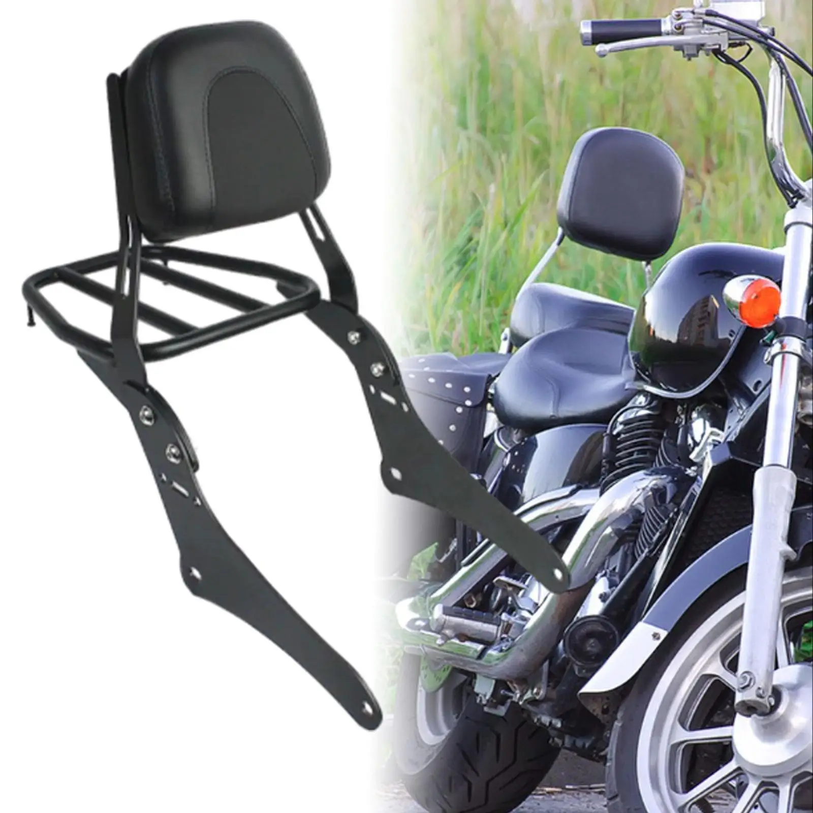 Motorcycle Sissy Bar Backrest Pad with Luggage Rack Passenger Backrest Rear Pad for Honda Rebel cm300 cm500 Easy Install