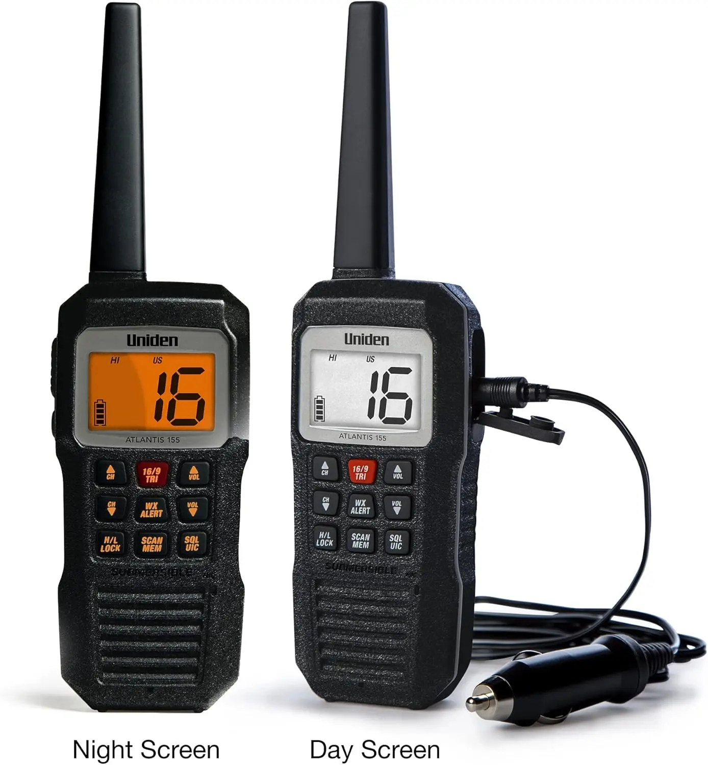 155 Handheld Two-Way VHF Marine Radio, Floating IPX8 Submersible Waterproof, Dual-Color Screen, All USA/Internat