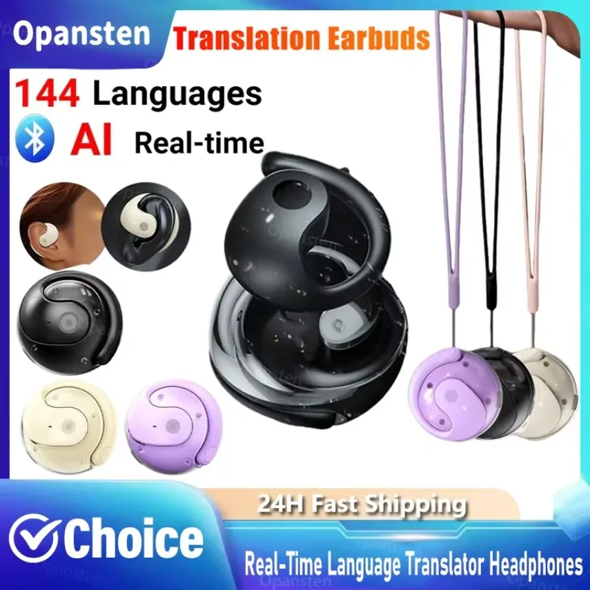 144 Languages Ear Hanging Sport Headphone Translator Wireless BT AI Real-time Language Translation Earphones for Travel Business