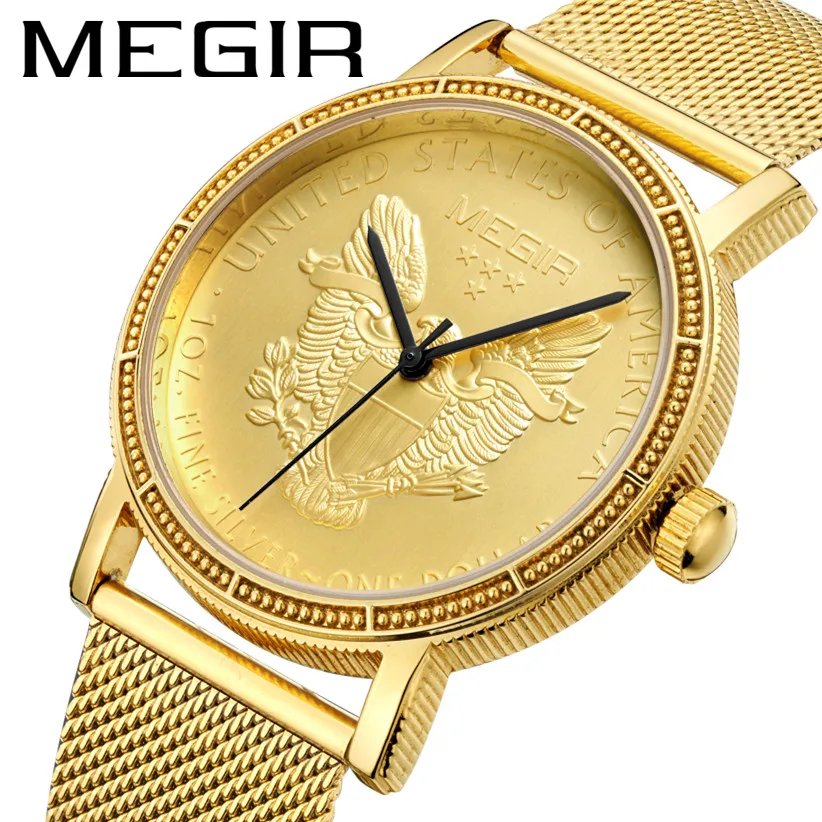 Luxus-Business-Uhr für Männer, Gold, Stahl, Mesh-Armband, Herren-Quarzuhr, wasserdicht, Armbanduhr 2032_voghion.com