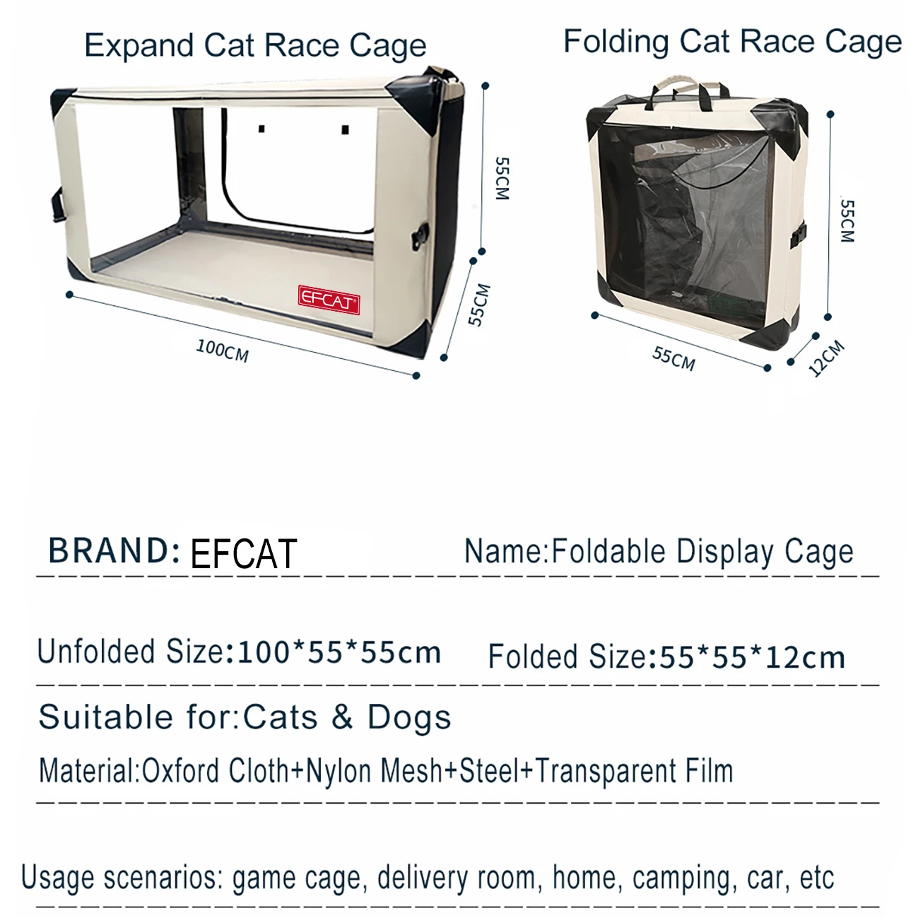 Cat Cage Large Cat Exhibition Cage for Show Foldable Cattery Delivery Room Professional Cat Racing Cage