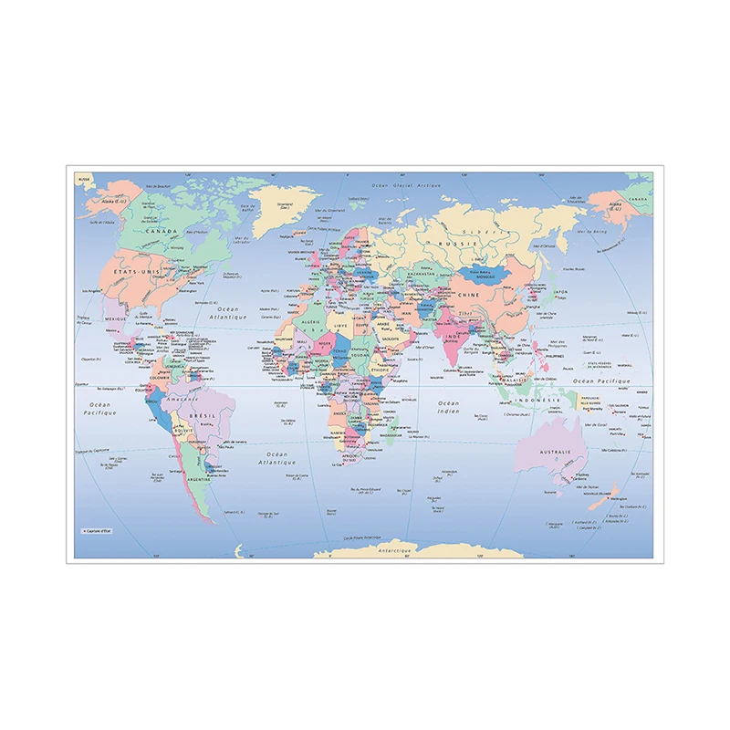 225x150cm Large Classic World Map In French Poster Non-woven Painting Wall Decor Home Decoration for Children School Supplies world map poster