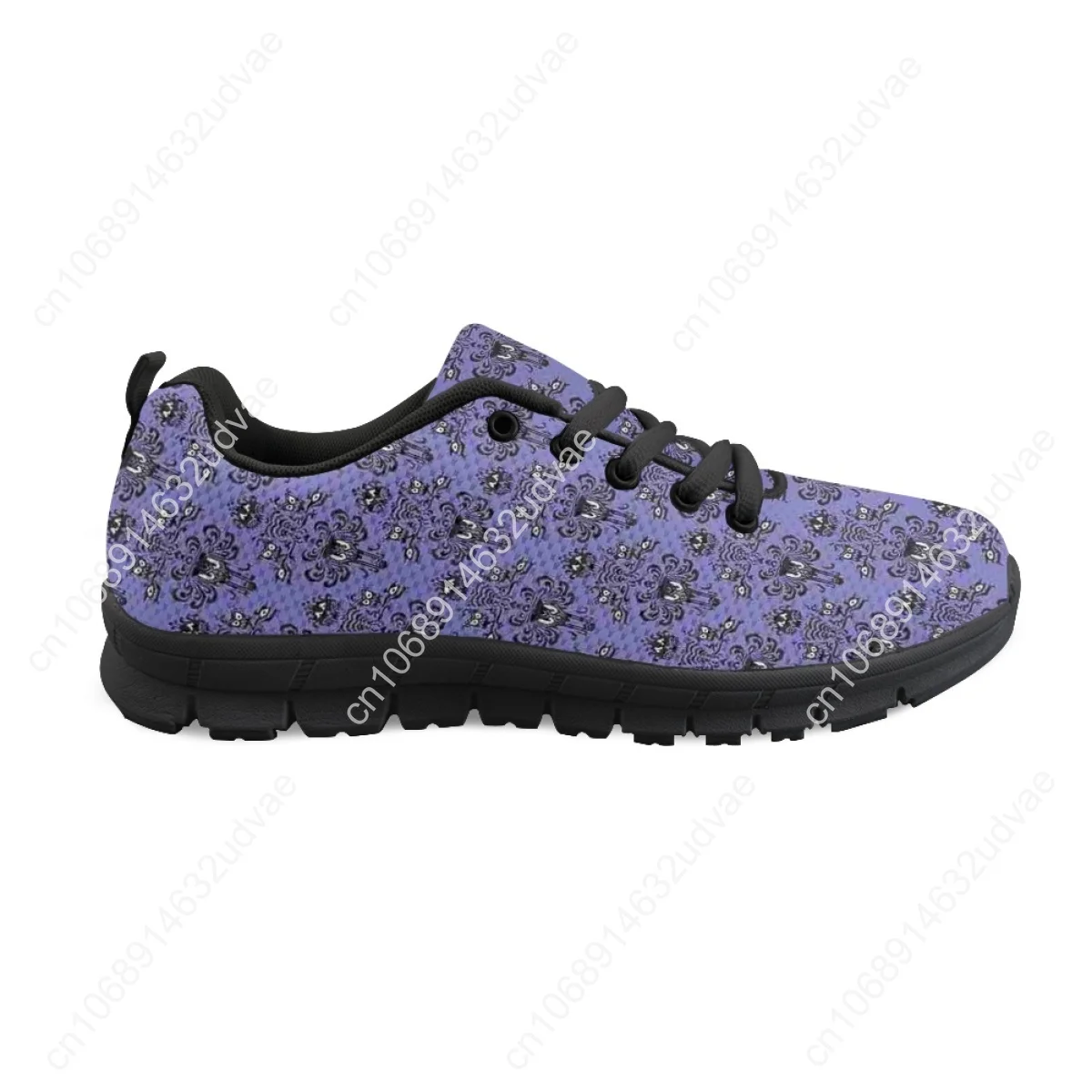 2023 Casual Shoes For Women Purple Haunted Mansion Print Running Jogging Lace Up Workout Ladies Sneakers Flats Shoes