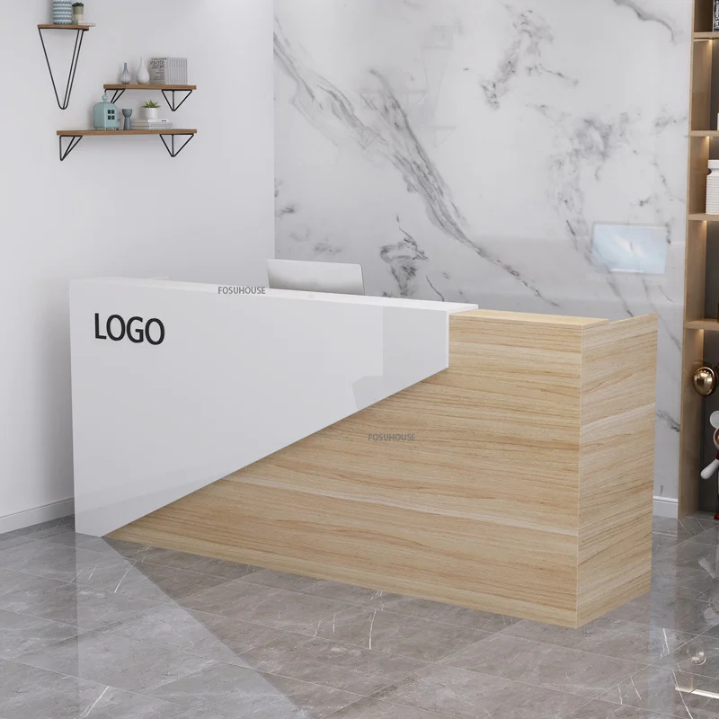 Modern Reception Desk Company Office Furniture Front Desk Bar Table Cashier Modern Minimalist White Clothing Store Counter
