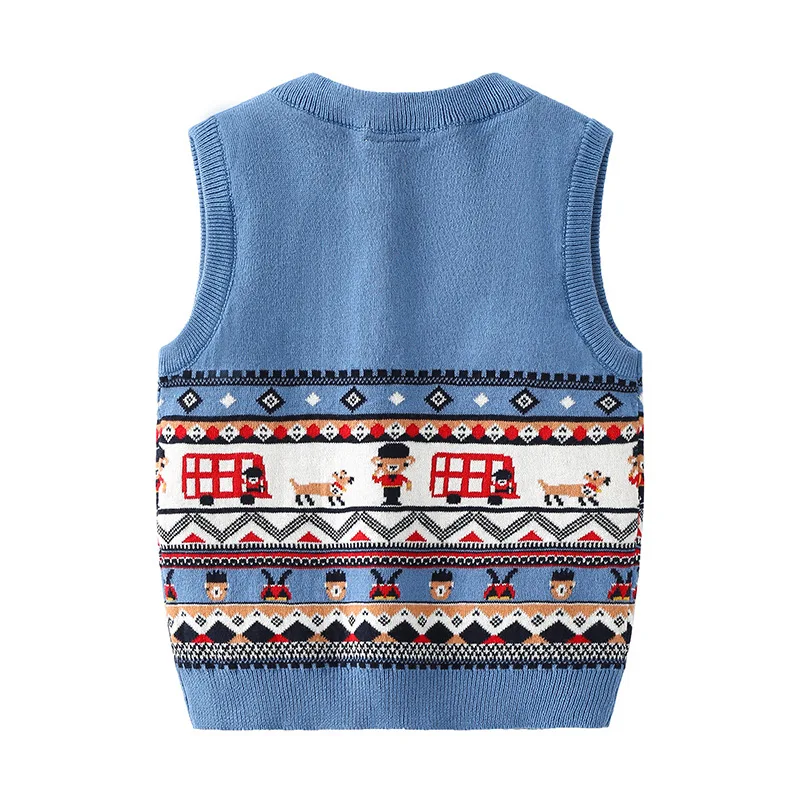 Spanish Fashion Boy Sweater Infant Knit Vest Soldier Bear Knitwear Children Gentleman Clothes Fall Clothing Kid Spring Pullover knit sweater