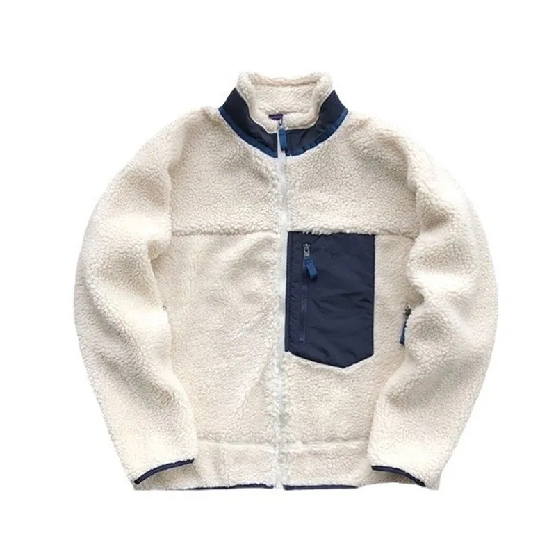 Pattern American Outdoor Fleece Jacket Thick And Plush Rider Jacket Double-Sided Fleece Lamb Wool Warm For Men And Women