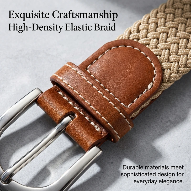 Women's elastic and elastic woven belt in one outfit, casual and versatile denim belt for men and women