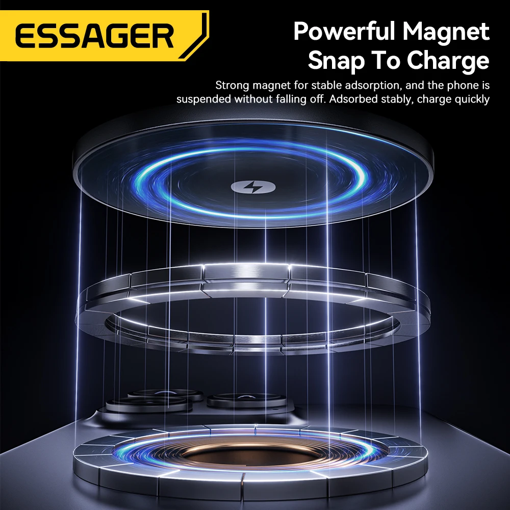 Essager 3 in 1 Folding Portable 15W Magnetic Wireless Charger Stand For iPhone16 15 Airpods Apple Watch For MagSafe Fast Charger
