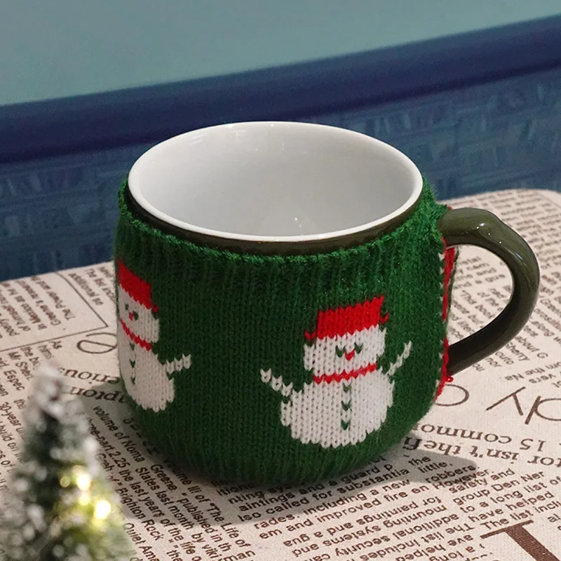 London Pottery Coffee Mug Cozy Sleeve Mug Knit Cover 80% Wool Knit Fabric for 250ml Decoration