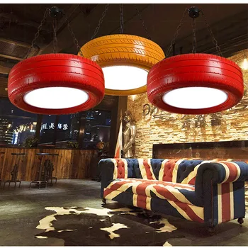 산업용 타이어 샹들리에, 레스토랑 바 커피숍, 창의적인 다채로운 자동차 타이어 장식, 서스펜션 천장 조명