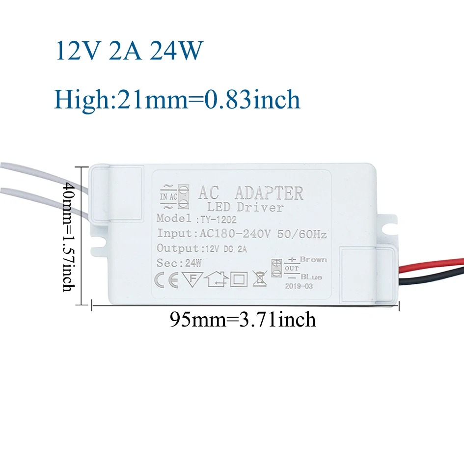 Description Picture 3 of itemLED Driver DC12V60W 36W 24W 12W AC220 to12V Power Supply Constant Voltage1A to 5A For Control Lighting Transformers Light strip