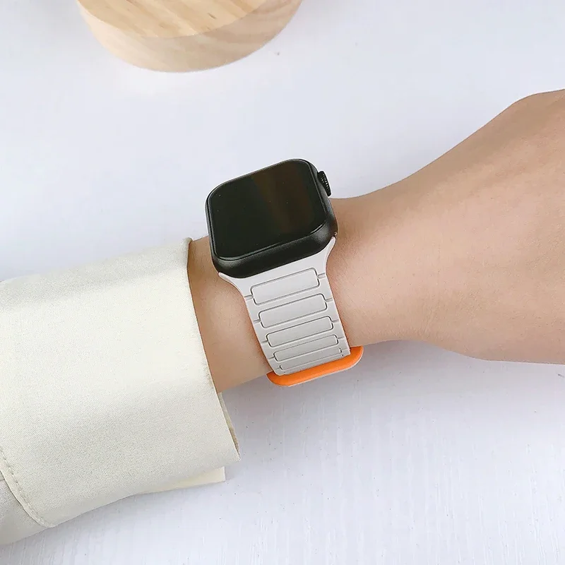 애플 워치 울트라 밴드용 스트랩, 49mm, 44mm, 40mm, 45mm, 38mm, 41mm, 42mm, 마그네틱 실리콘 팔찌, 아이워치 시리즈 9, 8, 7, 6, Se 2