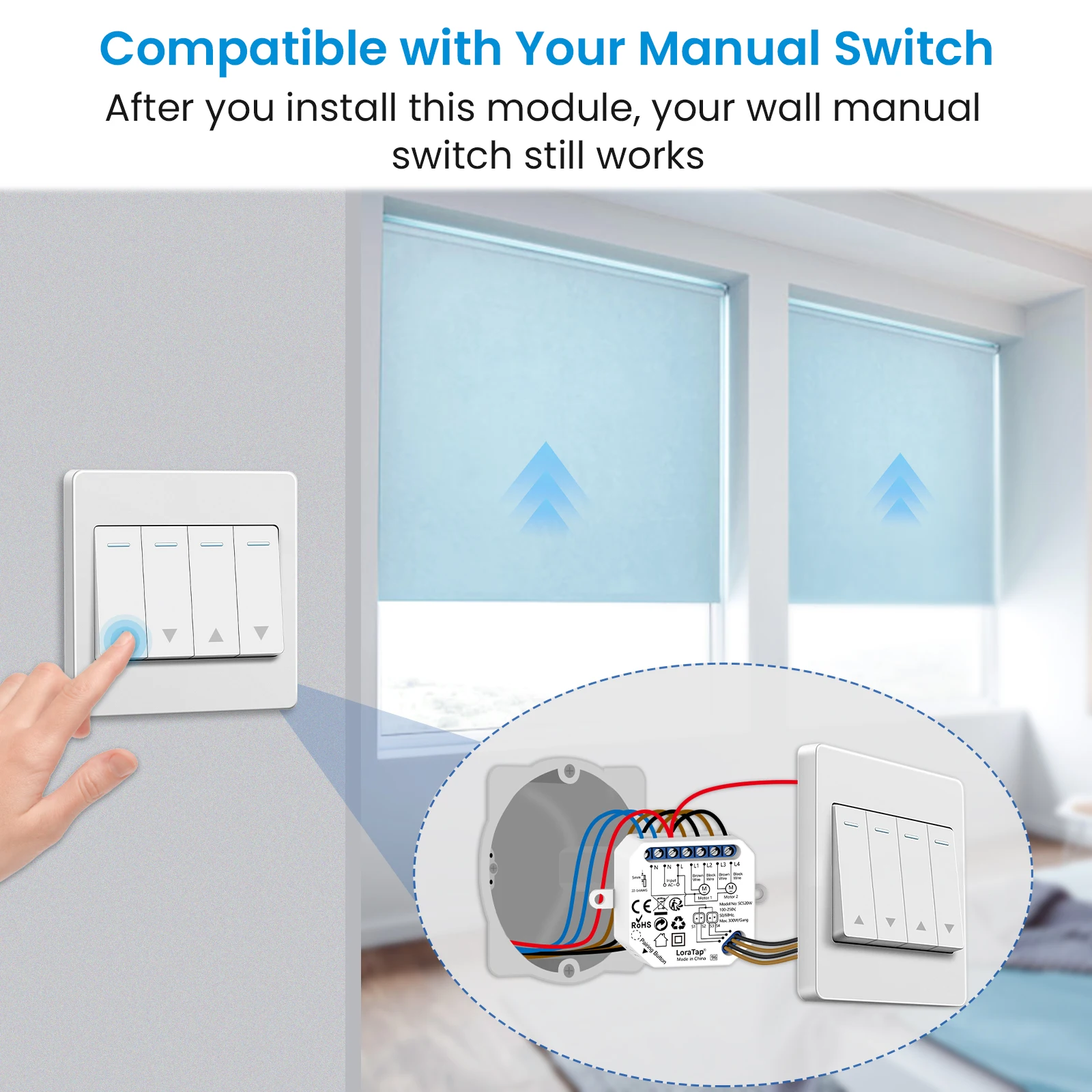 Interruttore tapparelle WiFi LoraTap compatibile Tuya Smart Life