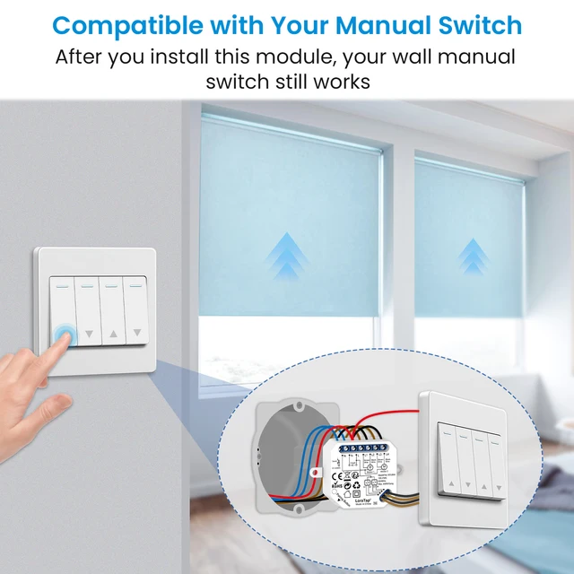 Módulo de relé de interruptor de cortina WiFi inteligente LoraTap Tuya para  persianas enrollables para persianas Google Home Alexa Control de voz nueva  versión