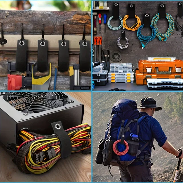 3/4pcs Heavy-Duty Storage Straps Reusable Extension Cord Organizer Cable Ties Hose Storage Accessory Holder Garage Organization 5