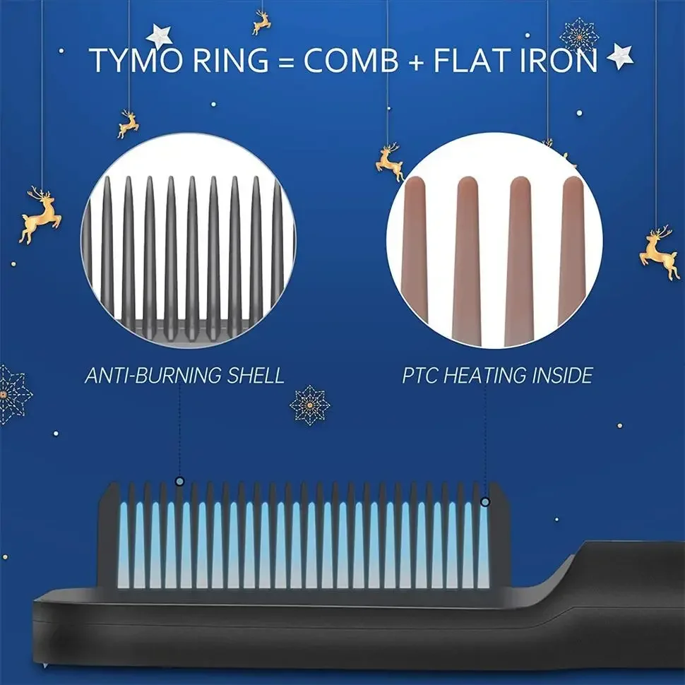 Hair Straightener Brush Hot Comb Ionic Straightening Brush with Anti Scald Fast Ceramic Heating Portable Hot Straightening Comb 3