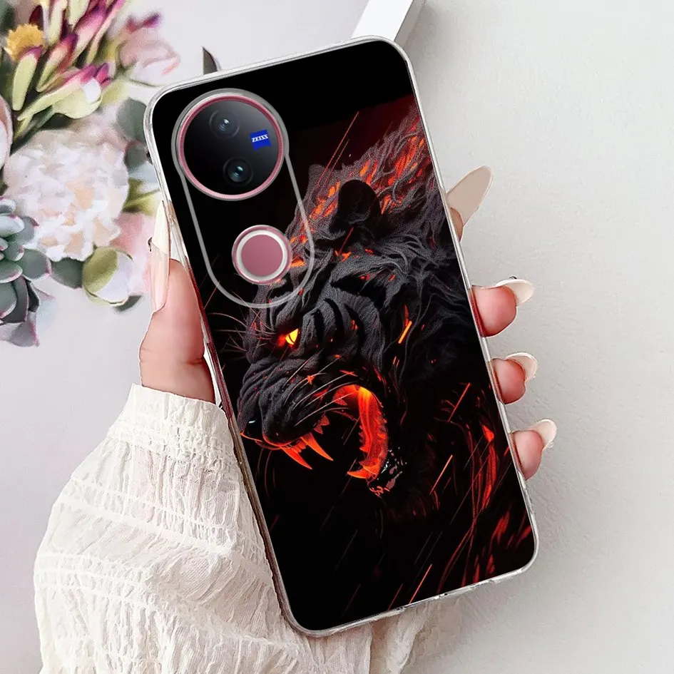Luxury Marble Lion Soft Silicone Clear Bumper Case