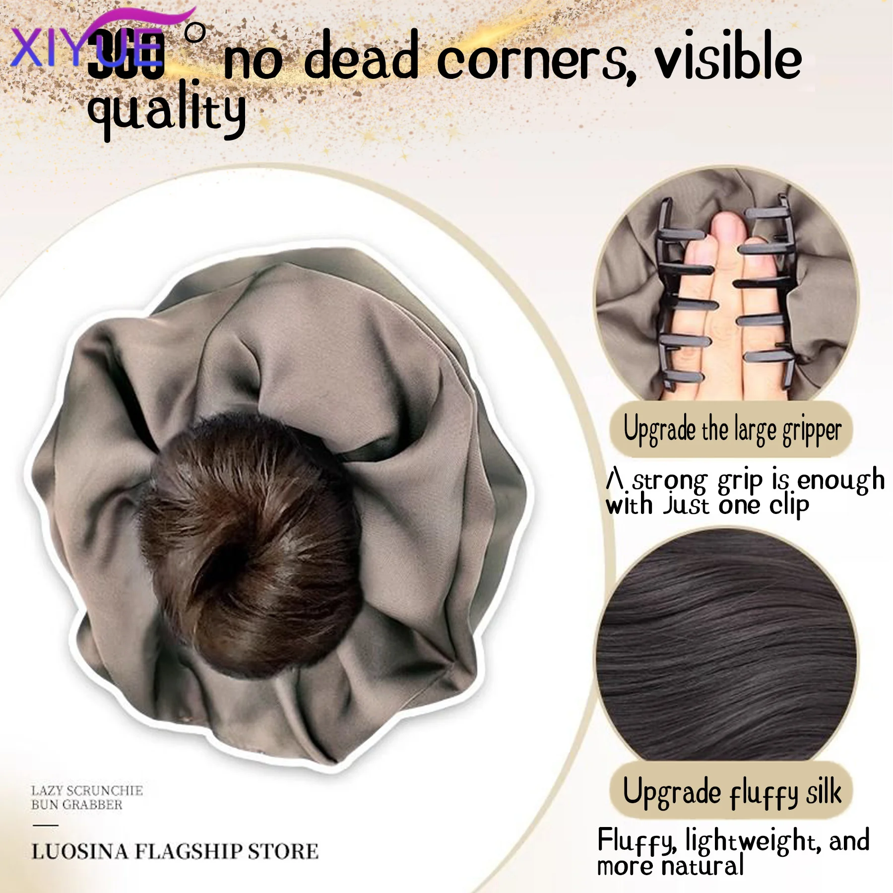 XIYUE Synthetic Ball Head Wig Female Claw Clip Shuttlecock Head Lazy Style Natural Korean Style Fluffy Clip Ball Hair Bun