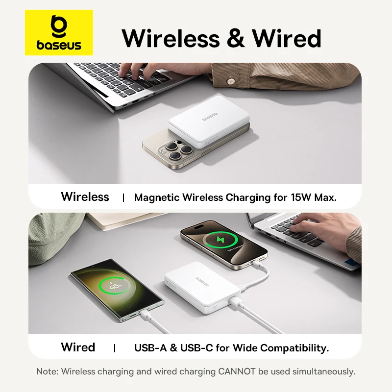 Baseus 15W 10000mAh Power Bank Qi2 Certified Wireless Magnetic Powerbank External Battery For iPhone 16 15 14 13 12 Pro Max 4