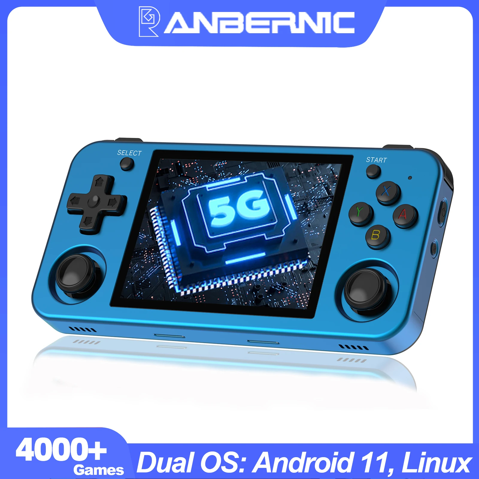 RG405M Retro Game Handheld Game Console, Aluminum Alloy Shell 4-inch IPS  Touch Screen 640*480 Resolution Compatible with Google Play Store Built-in