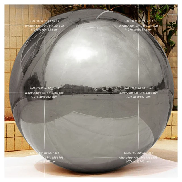 Giant Double Layer Inflatable Disco PVC Hanging Mirror Ball Silvery Mirror Reflective Sphere Balloon For Event Decoration 3