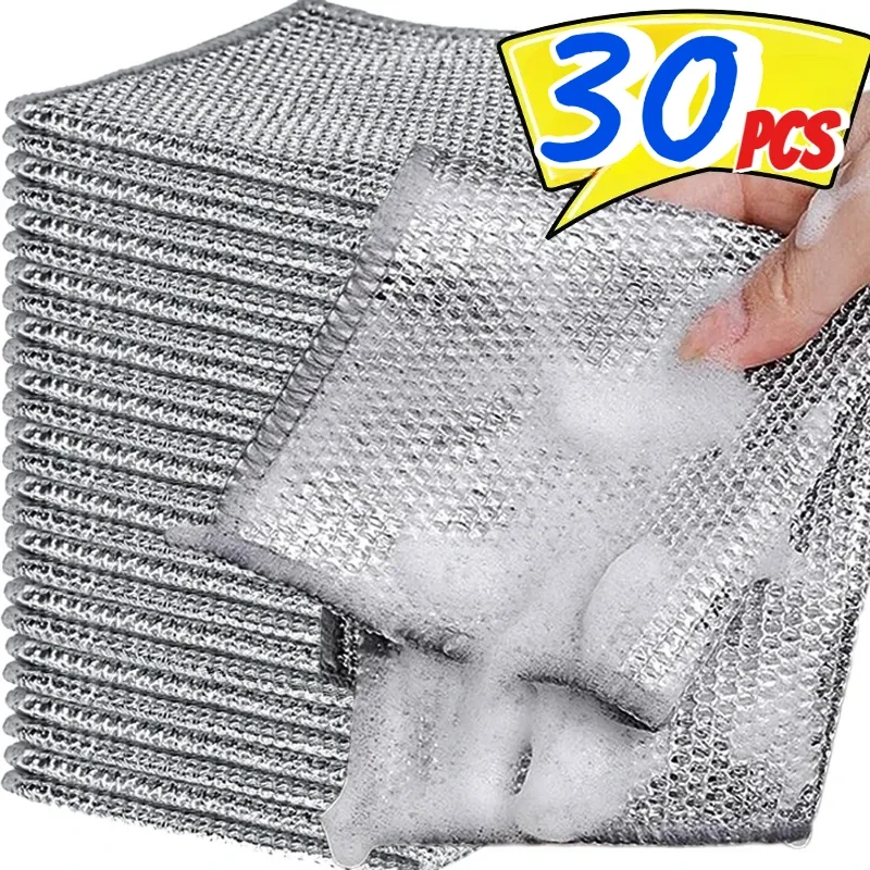 Magic Dishcloth 30/1pcs Silver Wire Cleaning Cloths Kitchen Dish Pot Washing Double-sided Thickened Towels Steel Wire Rags cleaning cloth dish cleaning cloth microfiber dish cloth dish cloth towel cleaning cloth kitchen towel
