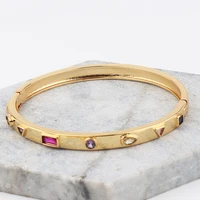 Luxury Punk Rainbow cz Gold Color Bracelet Bangle for Women Wedding on Hand Love Jewelry 2