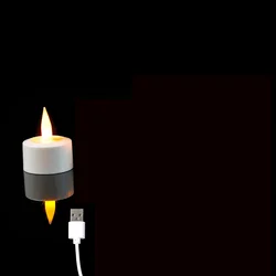Set of Yellow Flameless LED Candle Lights with USB Charging - Decorative Rechargeable Tea Lights for Weddings and Christmas (1 pieces)