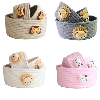 Cartoon Animals Hand Woven Storage Basket Kids Toys Desktop Organizer Sundries Storage Box Laundry Baskets storage box