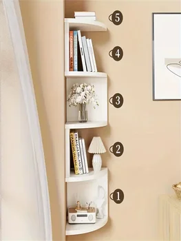 Scaffale angolare galleggiante a 5 strati, scaffale portaoggetti in plastica a parete, design triangolare salvaspazio, adatto per soggiorno, camera da letto, bagno, decorazione e accessori per il bagno, pratico scaffale 1