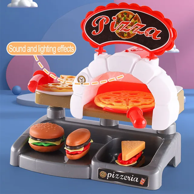 Casa de juegos para niños, juego de cocina, comida rápida, restaurante, hamburguesa, patatas fritas, postre, máquina de café, cajero, Mini juego de rol educativo, Juguetes - Imagen 4