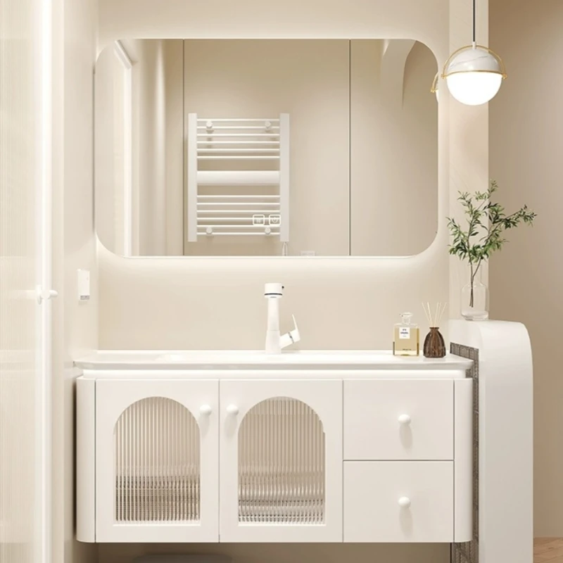 

Раковина дубовая для ванной комнаты, комбинированный керамический встроенный шкаф для ванной комнаты, мебель для комнаты, YX50BC