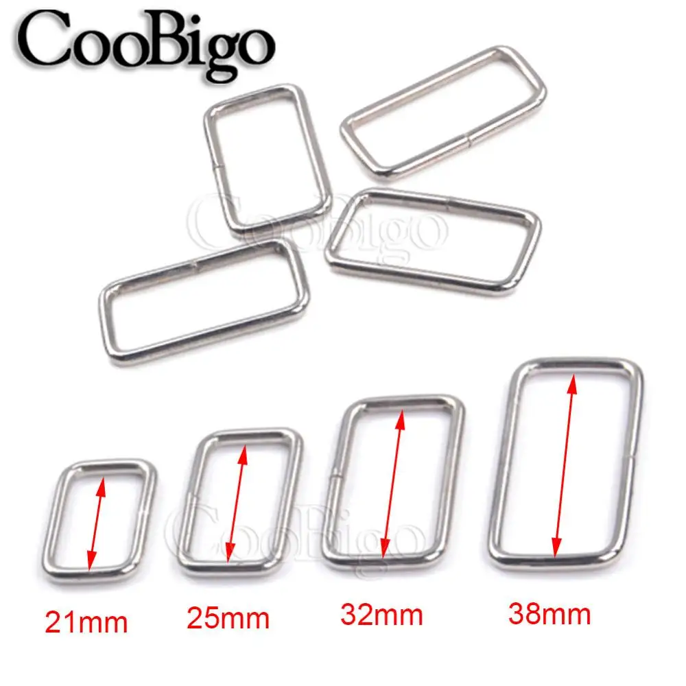20pcs Metal Adjustable Rectangle Hoop Ribbon Buckle Slider Belt Loop O D Ring For Backpack Strap Bag Pets Collar DIY Accessories