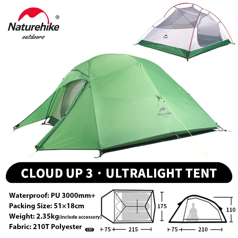 Naturehike アップグレードされたクラウドアップ 3 人用テント屋外