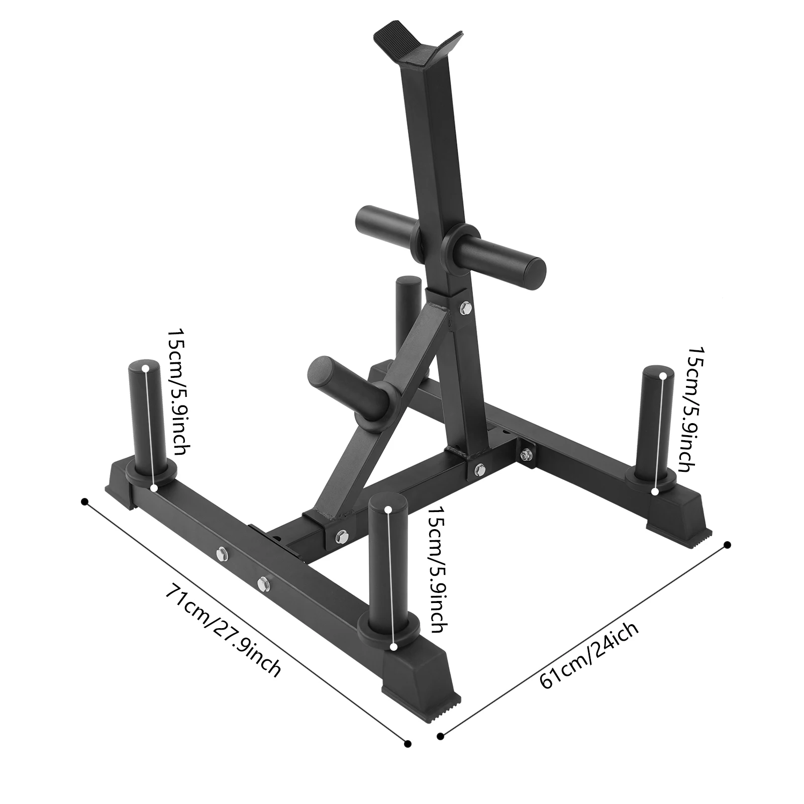 Multifunctional Barbell Weight Plate Storage Rack 7 Bars 165-176lbs per Bar 661lbs Overall Load EVA Protection for Gym