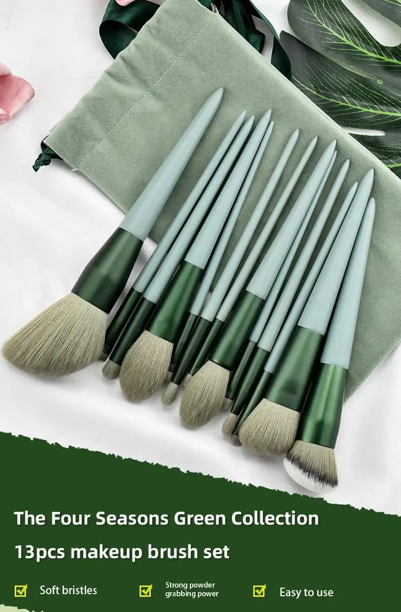 Description Picture 2 of item13-Pc Professional Makeup Brush Kit – Soft Synthetic Hair for Face & Eyes Travel Makeup Brush Set for Foundation