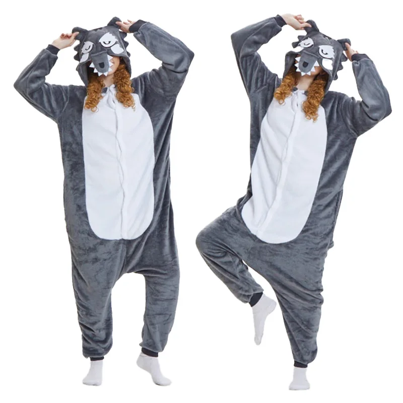

Wolf Nightgowns Sleepwear Lingerie Adult Rompers One Piece Pajamas Jumpsuit Halloween Cosplay Costumes Long Sleeve Kigurumi
