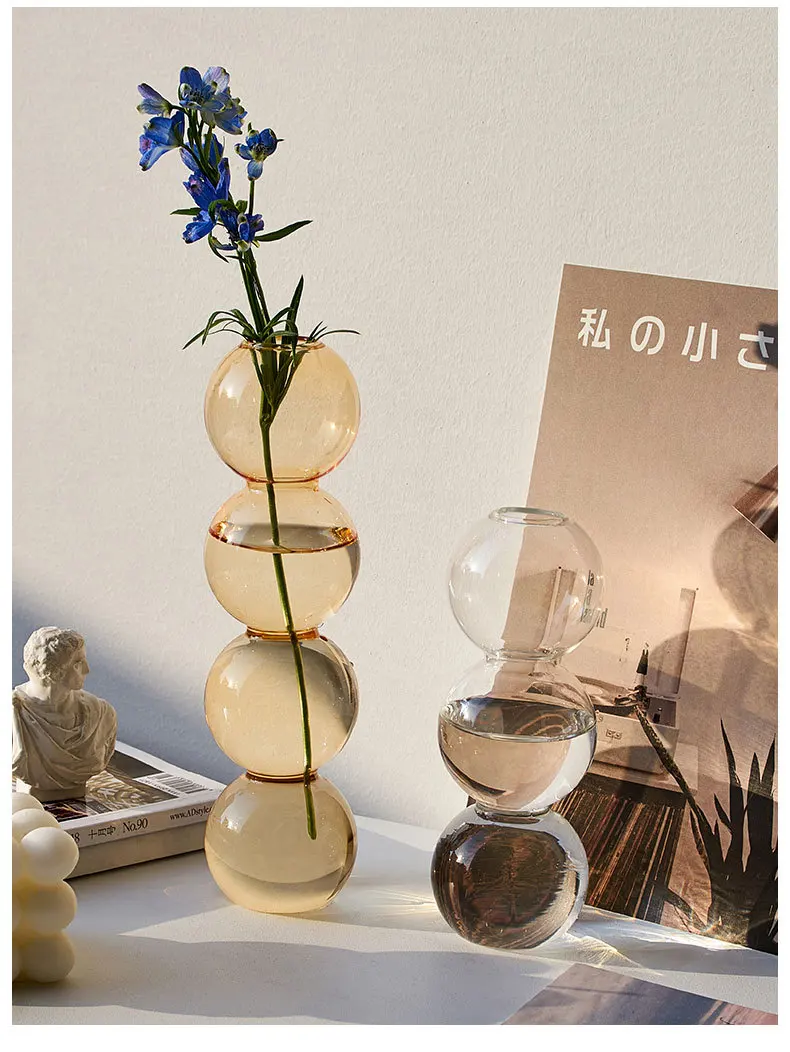 Nordic Glass Vase Home Decor Living Room Decoration Terrarium Flower Vase Plant Pots Decorative Home Accessories Decoration Gift