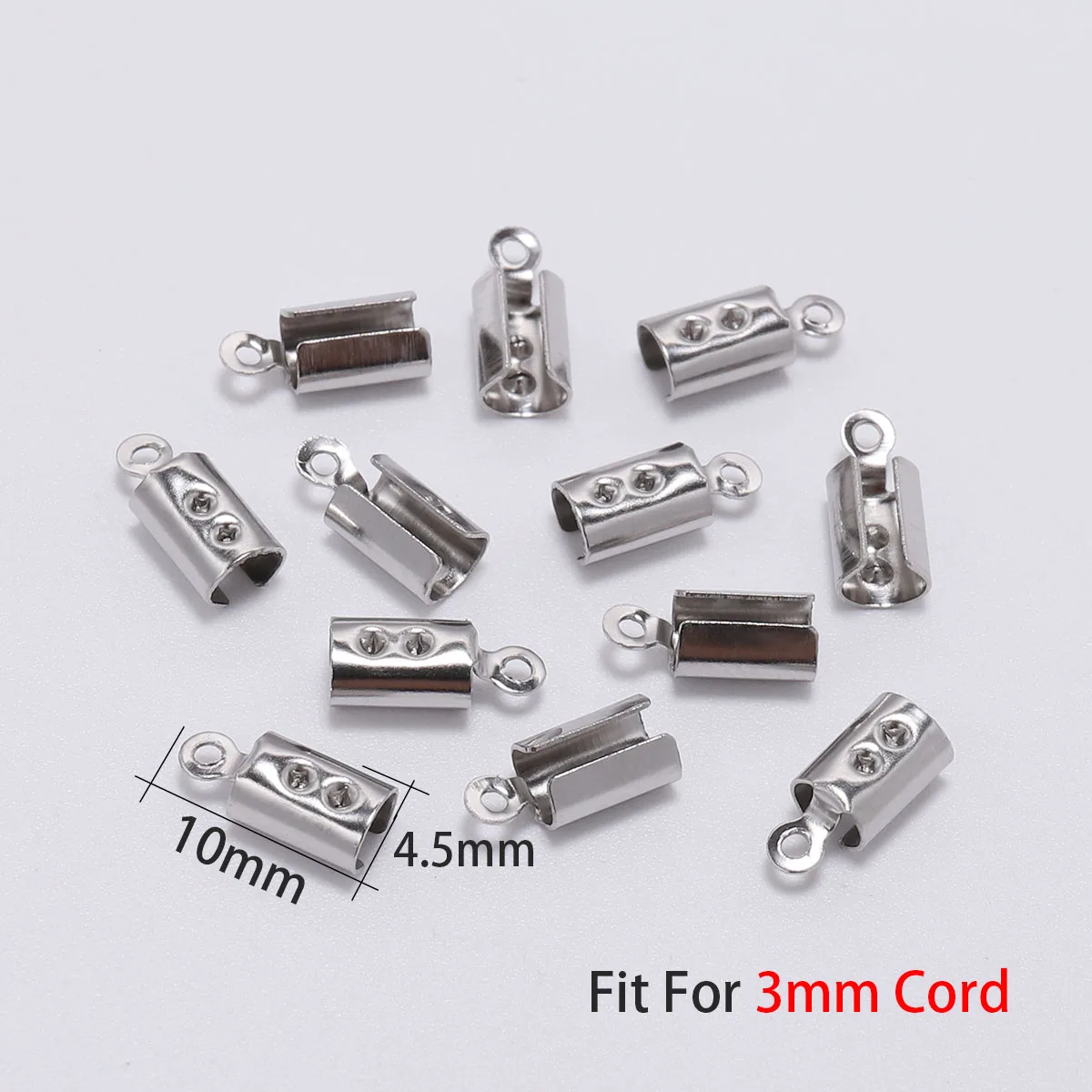 30-50 Stück Goldene Edelstahl-Kabelendkappen, Lederclip-Spitzen, Faltbare Crimp-Verbindungsstücke für Schmuckherstellung – Detail 9