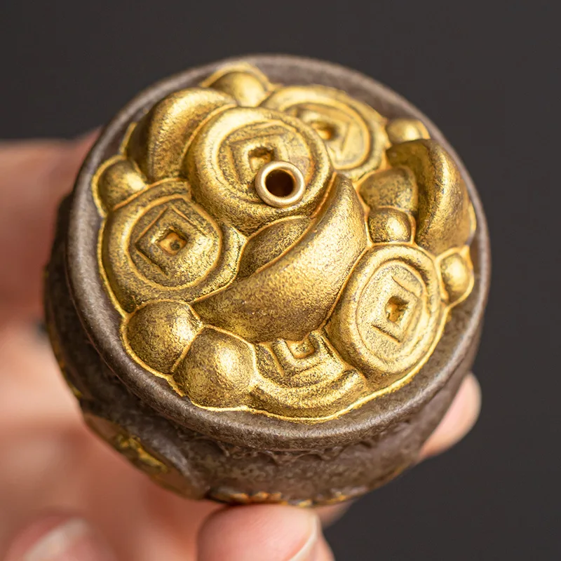 Creative Treasure Bowl Fragrance Insertion Holder Gold Toad Plate Incense Burner Eight Trigrams Aroma Stand Table Decoration