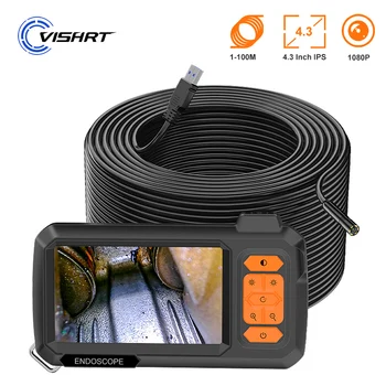 4.3'' IPS Screen Industrial Endoscope Camera Split Design 1-100m Rigid Cable Waterproof Inspection Car Pipe Camera Borescope 8mm 1