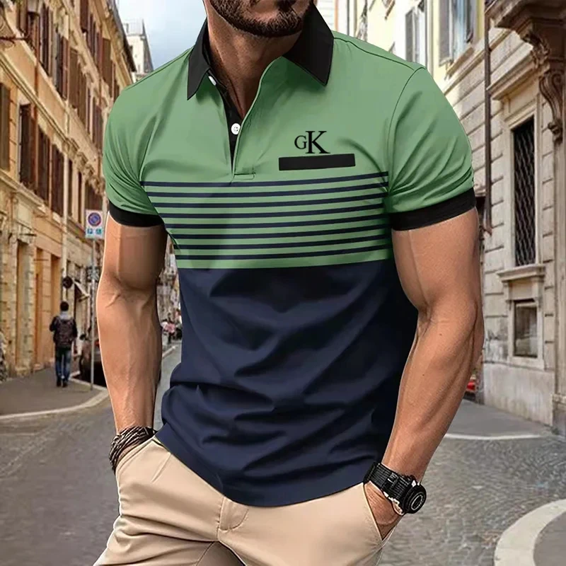 Business-Leisure-Summer-Men-s-Polo-Shirt-Short-Sleeve-Top-Pattern ...