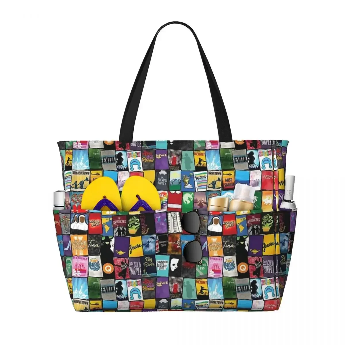 Broadway Poster Bonanza Beach Travel Bag, Tote Retro Practical Gifts Shoulder Multi-Style Pattern