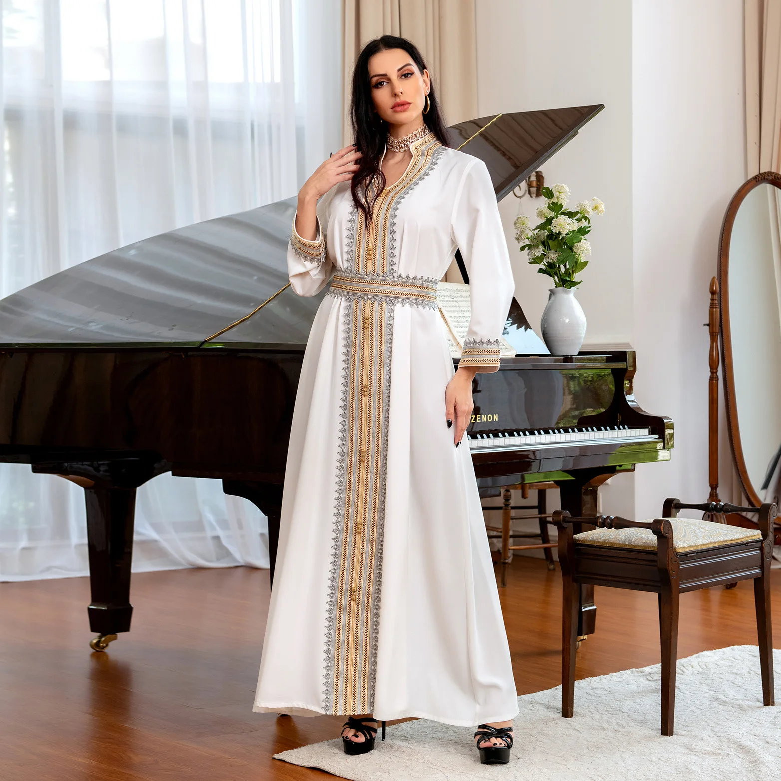 Wepbel Summer Abaya Women Party Robe Muslim Evening Long Dress Ramadan Islamic Clothing Muslim Dress Turkey Kaftan Robe Djellaba