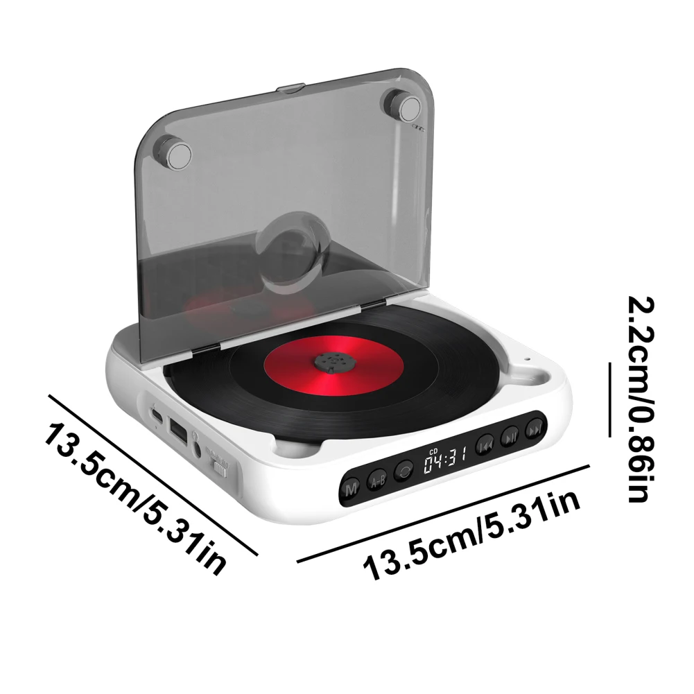휴대용 CD 플레이어, V5.3 무선 워크맨 CD 플레이어, 미끄럼 방지 충격 방지 보호, 충전식 개인 CD 플레이어, LCD