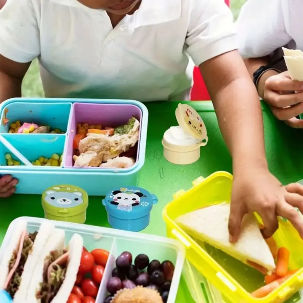 4Pcs Set Round Square Mini Seasoning Sauce Box Refillable Plastic Condiment Box Small Capacity Sauce Packaging Box