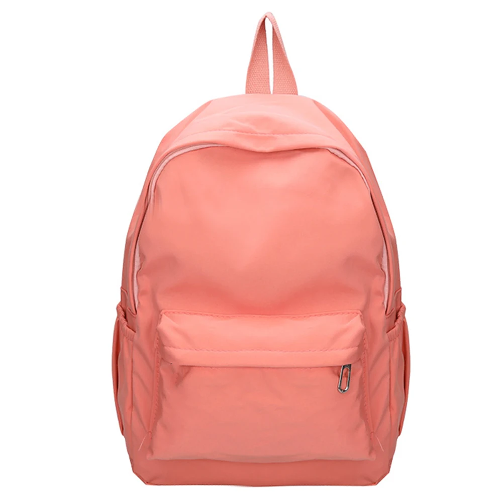 Women Nylon Zipper Backpack Preppy Style Students Solid Color School Knapsacks Girls Large Capacaity Rucksacks