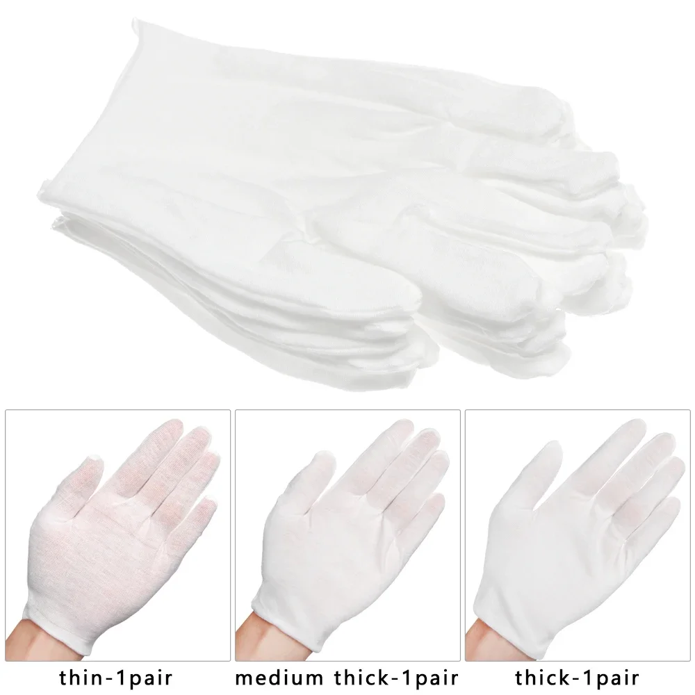 Cleaning Gloves Cotton Gloves 6Pair White Cotton Gloves Labor Protection Gloves for Jewelry Appreciation Thin Medium Cleaning Gardening Etiquette Supplies