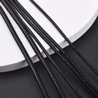 Collier en corde de cire en cuir noir de 2mm, Tube en acier inoxydable, fermoir, bricolage, colliers unisexes, chaîne, accessoires de bijoux, nouveau 3