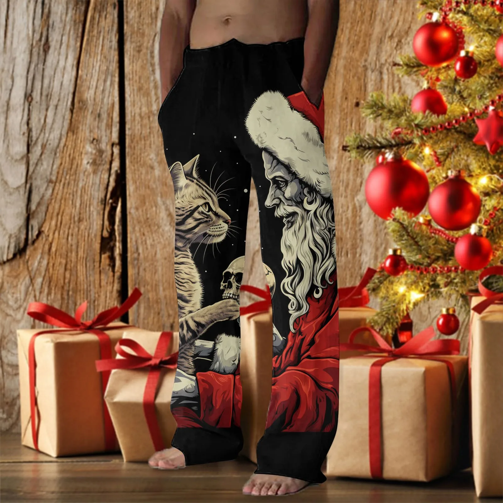 

Male Autumn Winter Christmas Home Pants Fully 3d Printed Pocket Holiday Jersey Pocket Pants Jogging Outdoor Joggers Bottoms